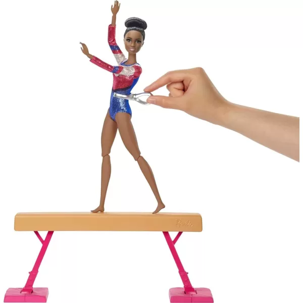 Barbie Gymnastics Playset with Doll and 15 Accessories Twirling Gymnast Toy with Balance Beam Brunette DollBarbie Gymnastics Playset with Doll and 15 Accessories Twirling Gymnast Toy with Balance Beam Brunette Doll