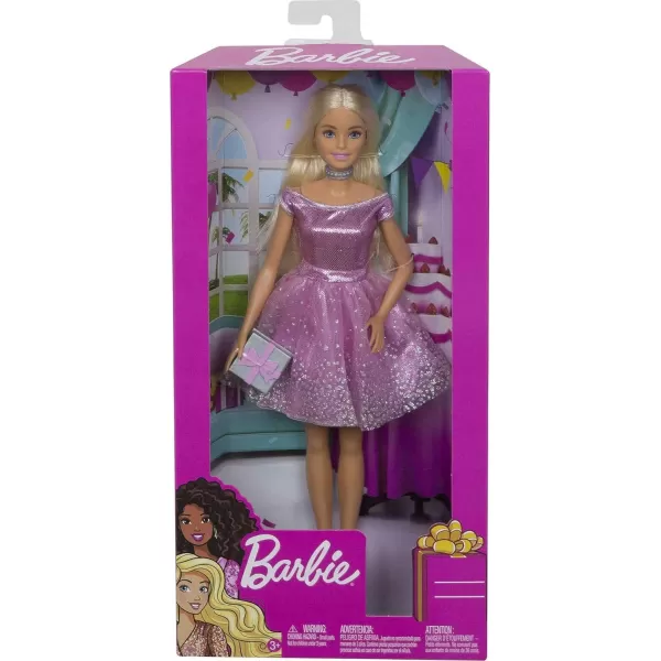 Barbie Happy Birthday Doll Blonde Wearing Sparkling Pink Party Dress with Present 3 to 7 Year OldsBarbie Doll amp Accessory Happy Birthday Barbie