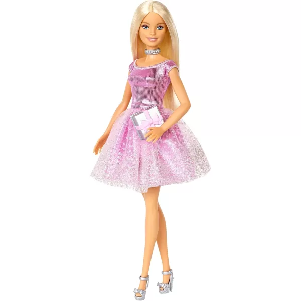 Barbie Happy Birthday Doll Blonde Wearing Sparkling Pink Party Dress with Present 3 to 7 Year OldsBarbie Doll amp Accessory Happy Birthday Barbie