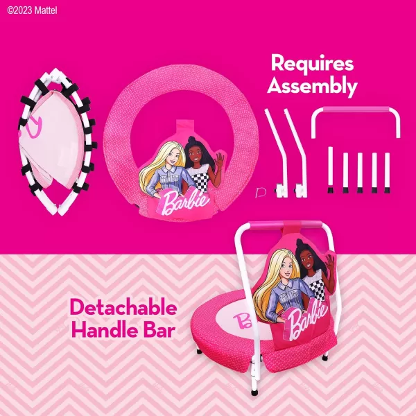 Barbie Hearts Mini Trampoline Indoor Kids Trampoline for Toddlers with Handle Featuring Barbie and FriendsBarbie Hearts Mini Trampoline Indoor Kids Trampoline for Toddlers with Handle Featuring Barbie and Friends