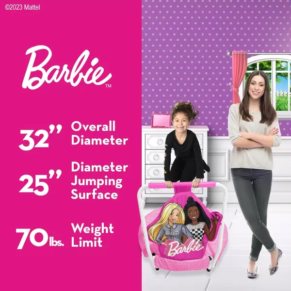 Barbie Hearts Mini Trampoline Indoor Kids Trampoline for Toddlers with Handle Featuring Barbie and FriendsBarbie Hearts Mini Trampoline Indoor Kids Trampoline for Toddlers with Handle Featuring Barbie and Friends