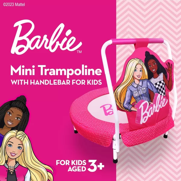 Barbie Hearts Mini Trampoline Indoor Kids Trampoline for Toddlers with Handle Featuring Barbie and FriendsBarbie Hearts Mini Trampoline Indoor Kids Trampoline for Toddlers with Handle Featuring Barbie and Friends