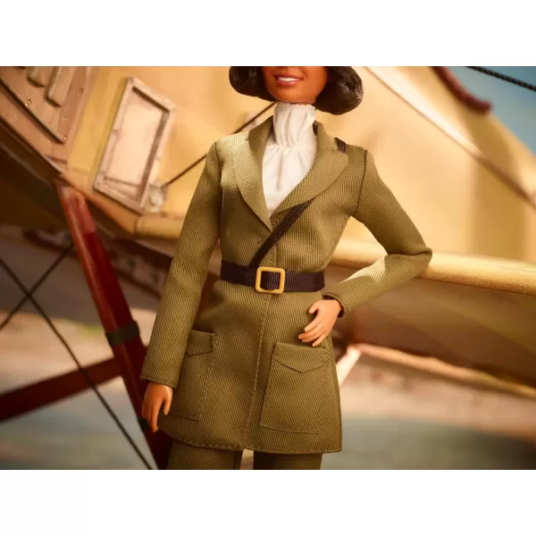 Barbie Inspiring Women Doll Bessie Coleman Collectible Dressed in Aviator Suit with Helmet and GogglesBarbie Inspiring Women Doll Bessie Coleman Collectible Dressed in Aviator Suit with Helmet and Goggles