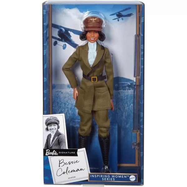 Barbie Inspiring Women Doll Bessie Coleman Collectible Dressed in Aviator Suit with Helmet and GogglesBarbie Inspiring Women Doll Bessie Coleman Collectible Dressed in Aviator Suit with Helmet and Goggles