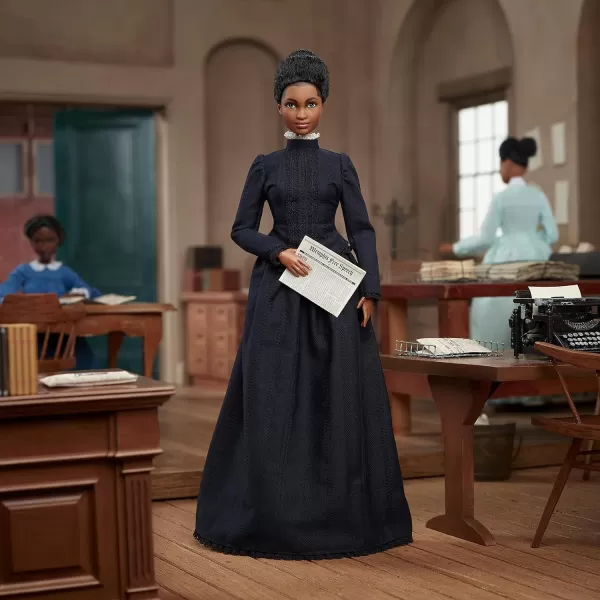 Barbie Inspiring Women Doll Ida B Wells Collectible with Blue Dress and Newspaper AccessoryBarbie Inspiring Women Doll Ida B Wells Collectible with Blue Dress and Newspaper Accessory