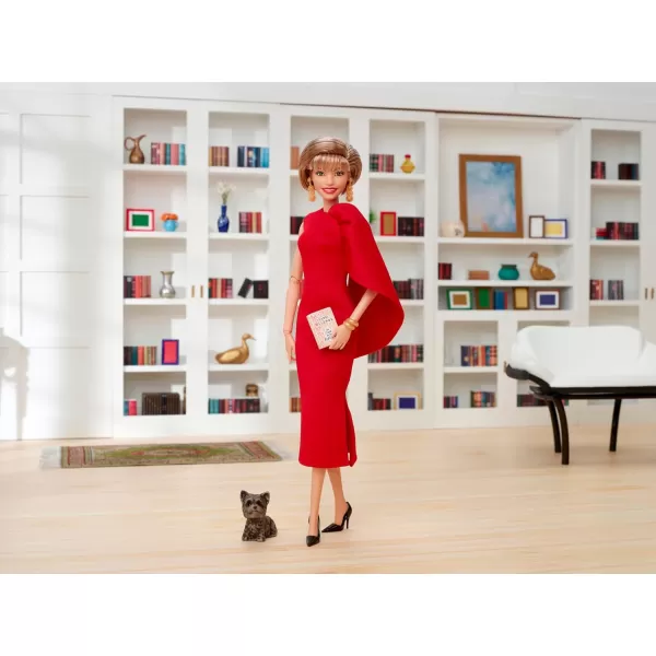 Barbie Inspiring Women Doll Isabel Allende Collectible with in Red Dress with Book Accessory ampamp Pet