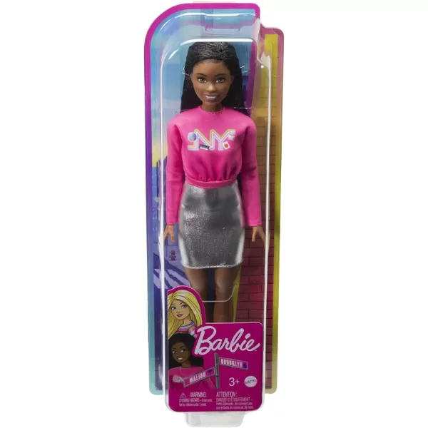 Barbie It Takes Two Doll Brooklyn Fashion Doll with Braided Hair Pink Nyc Shirt Metallic Skirt amp White ShoesCasual Mulicolor