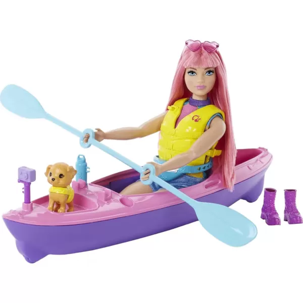 Barbie It Takes Two Doll amp Accessories Malibu Camping Playset with Doll Pet Puppy amp 10 Accessories Including Sleeping BagDaisy Kayaking