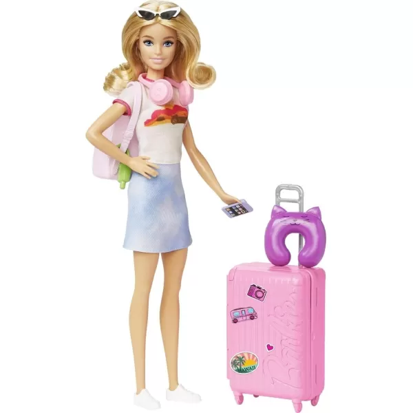 Barbie It Takes Two Doll ampamp Accessories Travelthemed Set with Puppy Working Suitcase Sticker Sheet ampamp 10 PiecesMalibu Doll