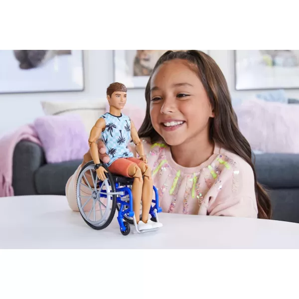 Barbie Ken Fashionistas Doll 167 with Wheelchair and Ramp Wearing TieDye Shirt Black Shorts and Accessories Amazon ExclusiveBeach Pattern