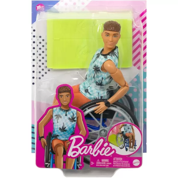 Barbie Ken Fashionistas Doll 167 with Wheelchair and Ramp Wearing TieDye Shirt Black Shorts and Accessories Amazon ExclusiveBeach Pattern