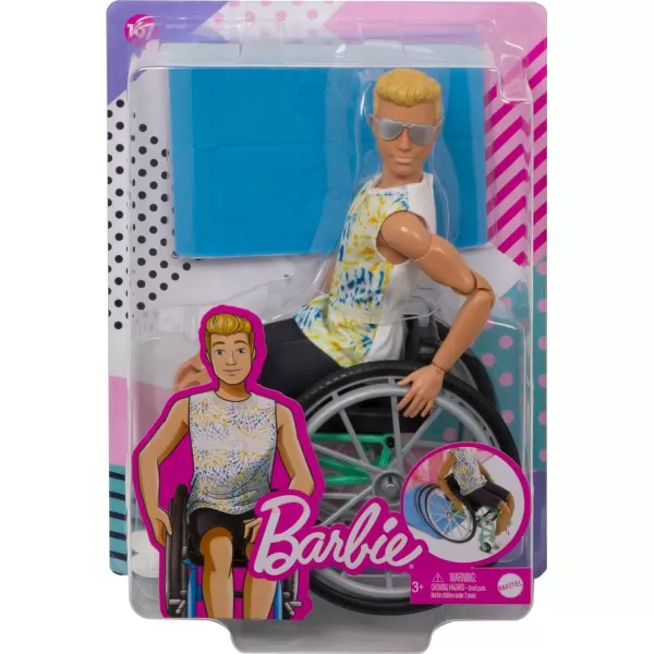 Barbie Ken Fashionistas Doll 167 with Wheelchair and Ramp Wearing TieDye Shirt Black Shorts and Accessories Amazon ExclusiveTieDye