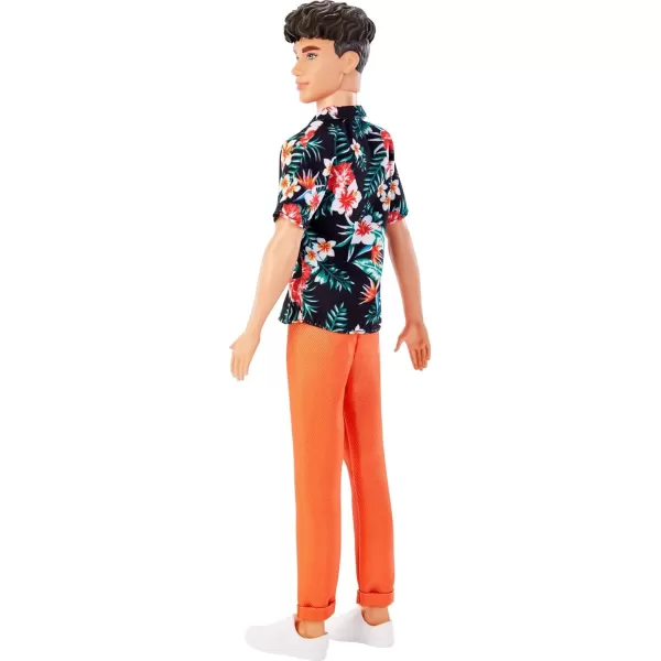 Barbie Ken Fashionistas Doll 184 with Brown Cropped Hair Hawaiian Shirt Orange Pants and White Deck Shoes1 Count Pack of 1