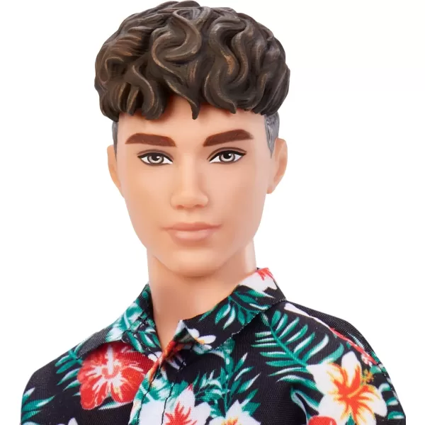 Barbie Ken Fashionistas Doll 184 with Brown Cropped Hair Hawaiian Shirt Orange Pants and White Deck Shoes1 Count Pack of 1