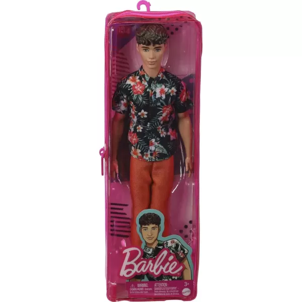 Barbie Ken Fashionistas Doll 184 with Brown Cropped Hair Hawaiian Shirt Orange Pants and White Deck Shoes1 Count Pack of 1