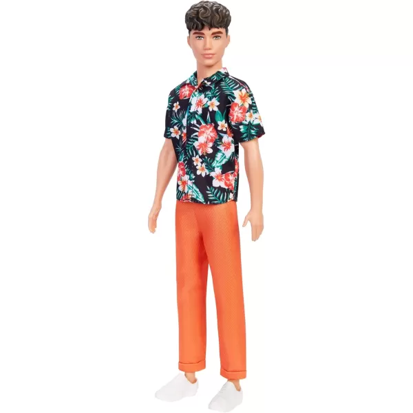 Barbie Ken Fashionistas Doll 184 with Brown Cropped Hair Hawaiian Shirt Orange Pants and White Deck Shoes1 Count Pack of 4