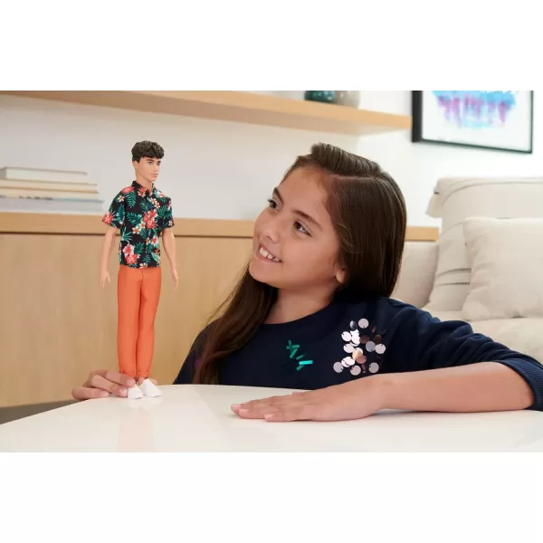 Barbie Ken Fashionistas Doll 184 with Brown Cropped Hair Hawaiian Shirt Orange Pants and White Deck Shoes1 Count Pack of 4