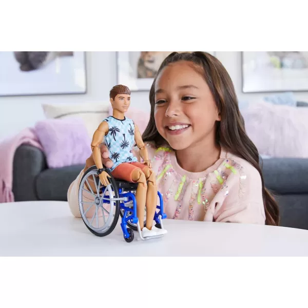 Barbie Ken Fashionistas Doll 195 with Wheelchair ampamp Ramp Wearing Removable Beach Shirt Orange Shorts ampamp Accessories