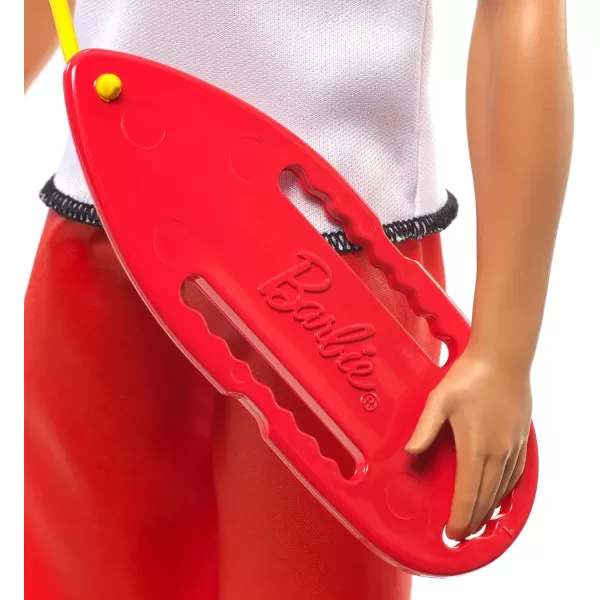 Barbie Ken Lifeguard Doll with Life Buoy Whistle and Blonde Hair Wearing TShirt Red Swim Trunks and FlipFlops Gift for 3 to 7 Year OldLifeguard