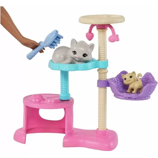 Barbie Kitty Condo Doll ampamp Pets Cat Tree Toy Playset with 5 Kitten Figures ampamp Accessories Brunette Fashion Doll