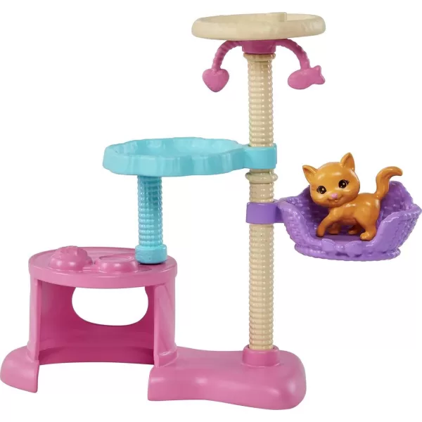 Barbie Kitty Condo Doll ampamp Pets Cat Tree Toy Playset with 5 Kitten Figures ampamp Accessories Brunette Fashion Doll