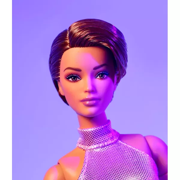 Barbie Looks Doll Collectible No 22 with Pixie Cut ampamp Modern Y2K Fashion Sequined Pink Halter Jumpsuit with Silver Heels