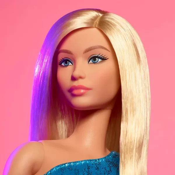 Barbie Looks Doll Collectible No 23 with Ash Blonde Hair ampamp Modern Y2K Fashion Metallic Blue OneShoulder Dress with Strappy Heels