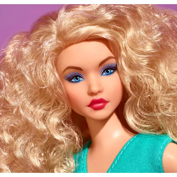 Barbie Looks Doll with Curly Blonde Hair Dressed in Ruched Crop Top amp Satiny Lavender Shorts Posable Made to Move Body For 6 years and olderBlonde Curly Hair