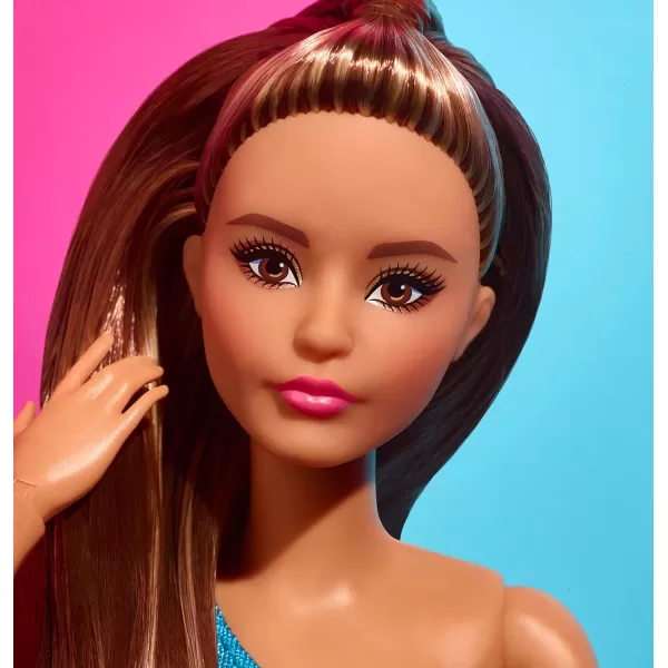 Barbie Looks Doll with Curly Blonde Hair Dressed in Ruched Crop Top amp Satiny Lavender Shorts Posable Made to Move Body For 6 years and olderBrunette