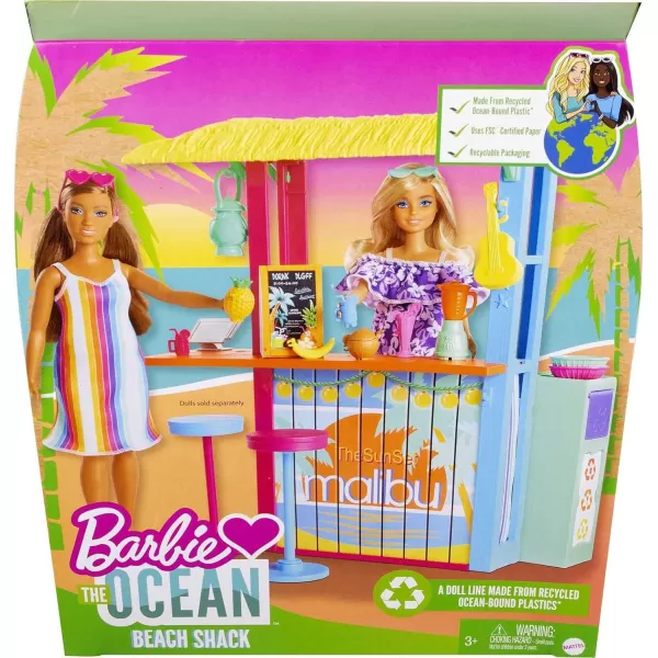 Barbie Loves The Ocean Beach Shack Playset with 18 Accessories Made from Recycled Plastics Gift for 3 to 7 Year OldsBarbie Loves The Ocean Beach Shack Playset with 18 Accessories Made from Recycled Plastics Gift for 3 to 7 Year Olds