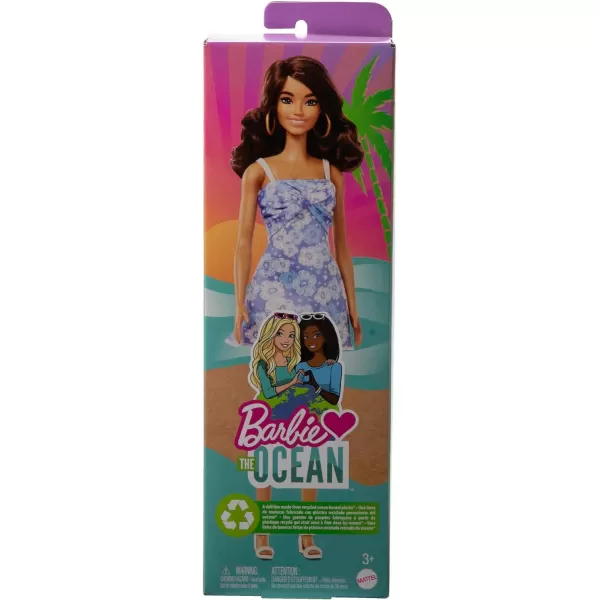 Barbie Loves the Ocean Doll Brunette with Blue Sundress and Accessories Doll and Clothes Made From Recycled PlasticsModern Multicolor