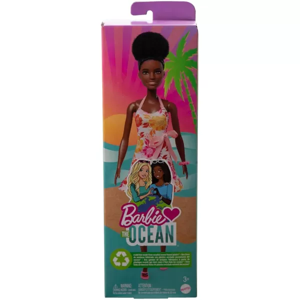 Barbie Loves the Ocean Doll Brunette with Blue Sundress and Accessories Doll and Clothes Made From Recycled PlasticsModern2 Multicolor