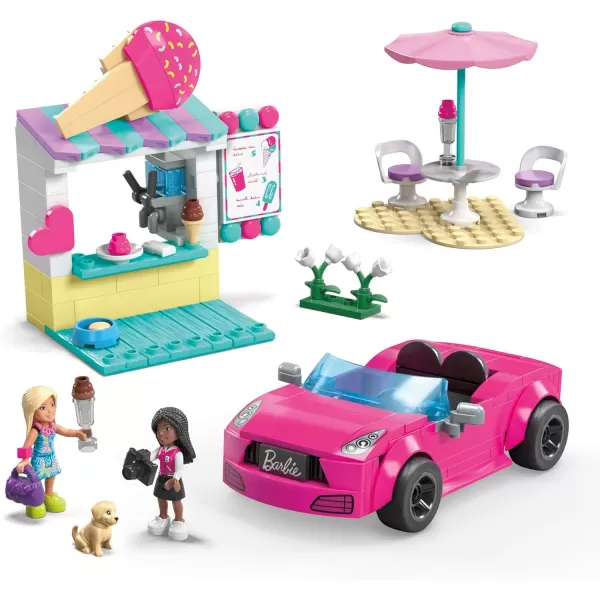 Barbie MEGA Barbie Car Building Toys Playset Dream Camper Adventure With 580 Pieces 4 MicroDolls and Accessories Pink For Kids Age 6 YearsConvertible