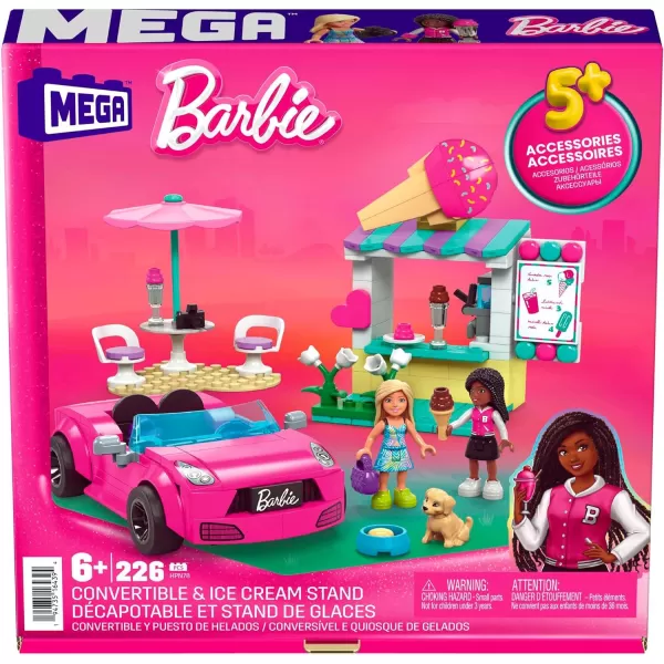 Barbie MEGA Barbie Car Building Toys Playset Dream Camper Adventure With 580 Pieces 4 MicroDolls and Accessories Pink For Kids Age 6 YearsConvertible