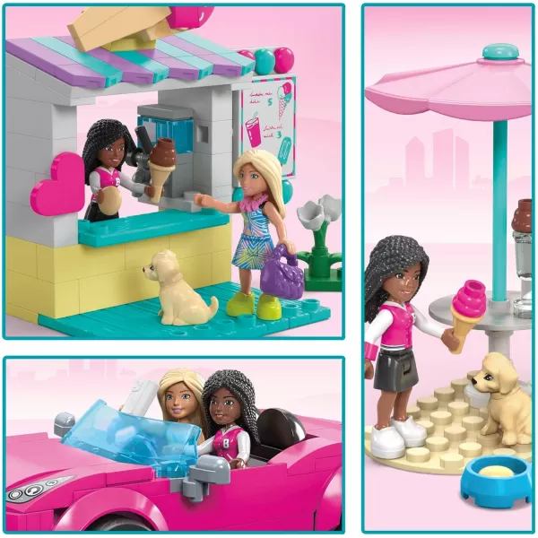 Barbie MEGA Barbie Car Building Toys Playset Dream Camper Adventure With 580 Pieces 4 MicroDolls and Accessories Pink For Kids Age 6 YearsConvertible