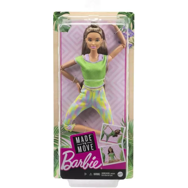 Barbie Made to Move Doll with 22 Flexible Joints amp Long Wavy Brunette Hair Wearing Athleisurewear for Kids 3 to 7 Years Old  GreenSingle