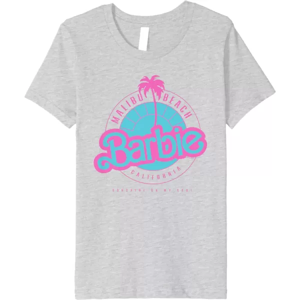 Barbie Malibu Beach California Premium TShirtHeather Grey