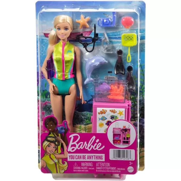 Barbie Marine Biologist Doll amp 10 Accessories Mobile Lab Playset with Blonde Doll Case Opens for Storage amp TravelBlonde Multicolor