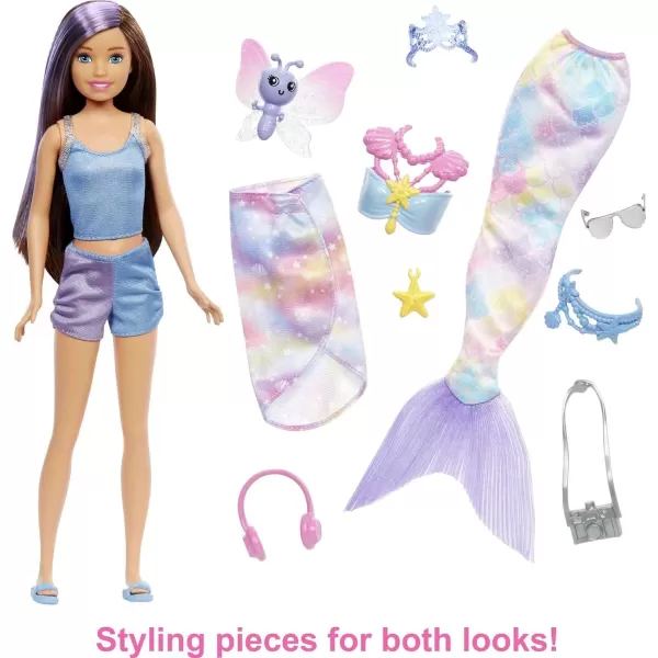 Barbie Mermaid Power Doll Skipper with 10 Pieces Including Beachy Clothing Mermaid Tail Pet Butterfly amp AccessoriesSkipper