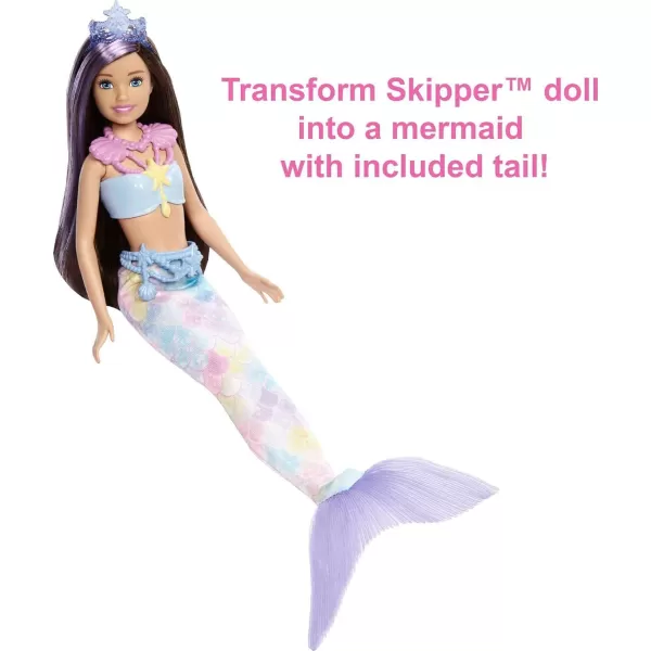 Barbie Mermaid Power Doll Skipper with 10 Pieces Including Beachy Clothing Mermaid Tail Pet Butterfly amp AccessoriesSkipper