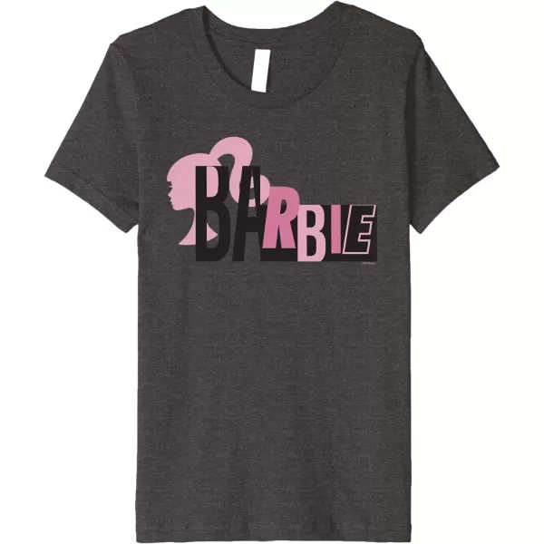 Barbie Mixed Black and Pink Logo Premium TShirtDark Heather Grey