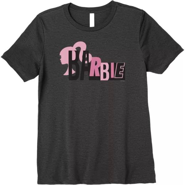 Barbie Mixed Black and Pink Logo Premium TShirtDark Heather Grey