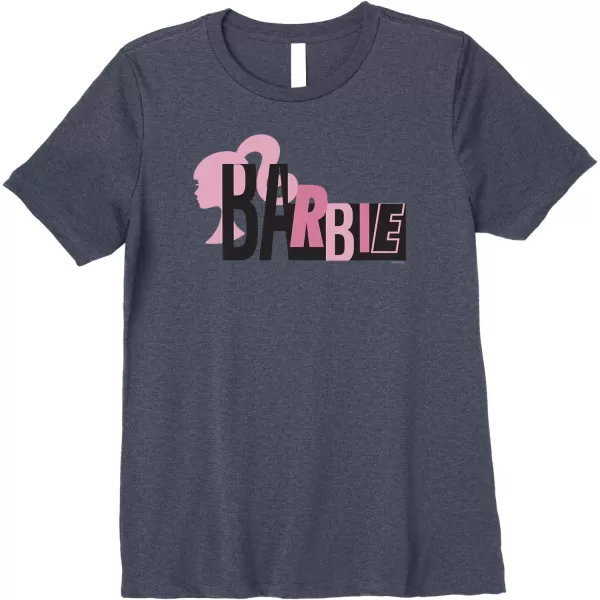 Barbie Mixed Black and Pink Logo Premium TShirtHeather Blue