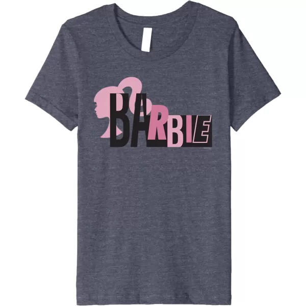 Barbie Mixed Black and Pink Logo Premium TShirtHeather Blue