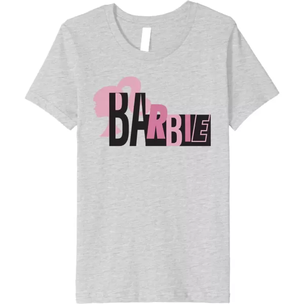 Barbie Mixed Black and Pink Logo Premium TShirtHeather Grey