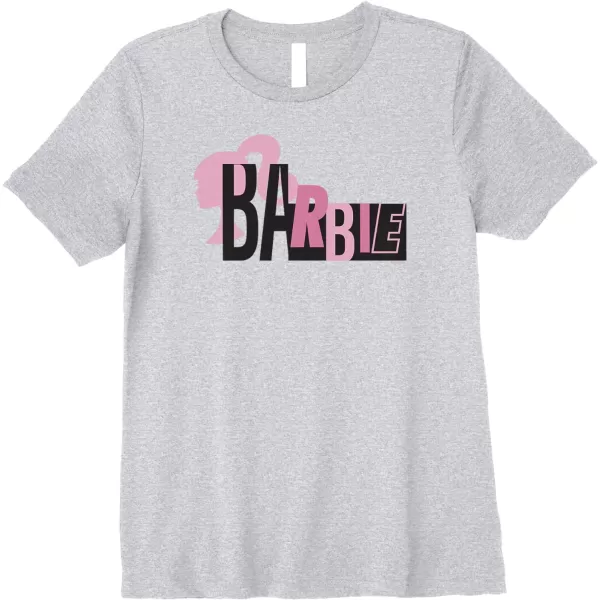 Barbie Mixed Black and Pink Logo Premium TShirtHeather Grey