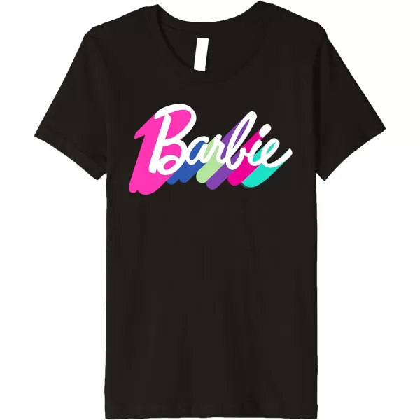 Barbie Multicolor Logo Premium TShirtBlack