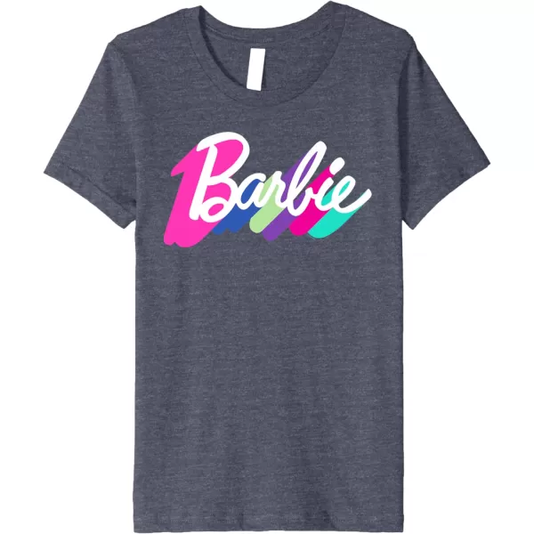 Barbie Multicolor Logo Premium TShirtHeather Blue