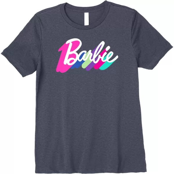 Barbie Multicolor Logo Premium TShirtHeather Blue