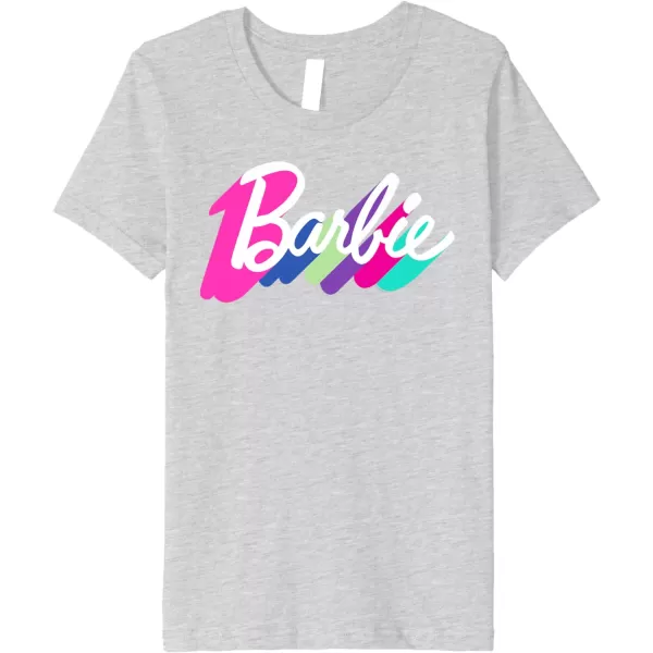 Barbie Multicolor Logo Premium TShirtHeather Grey